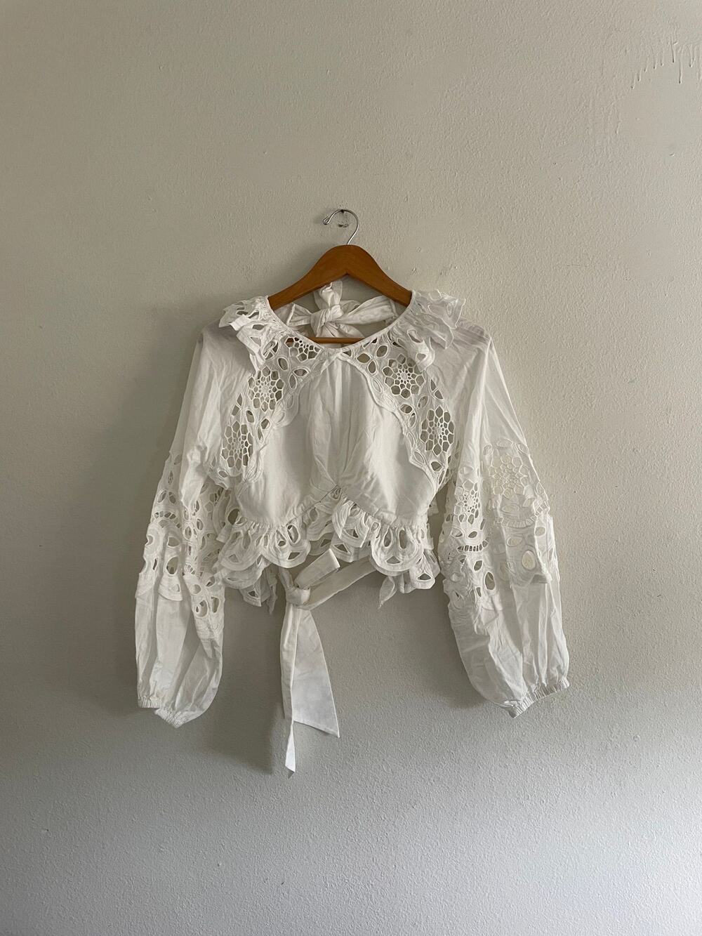 Lace Open Back Blouse size M